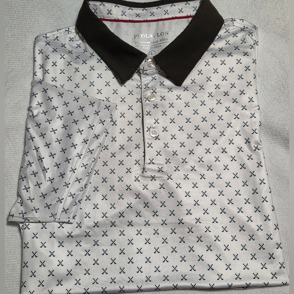 Ppolaflon Other - Ppolaflon White With Green Accent Color And Design Polo Golf Shirt. Sz L